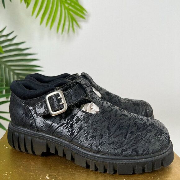 Womens Vintage 90s Grunge Black Preppy Dark Academia Chunky Mary Jane Shoes / 6 - Picture 2 of 8